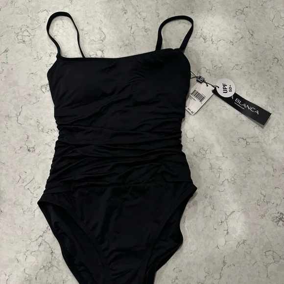 NWT La Blanca Island Goddess One Piece Swimsuit Black Sz 2 - Picture 4 of 7